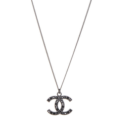 Chanel Ruthenium Baguette Crystal CC Necklace Black 1 of 4