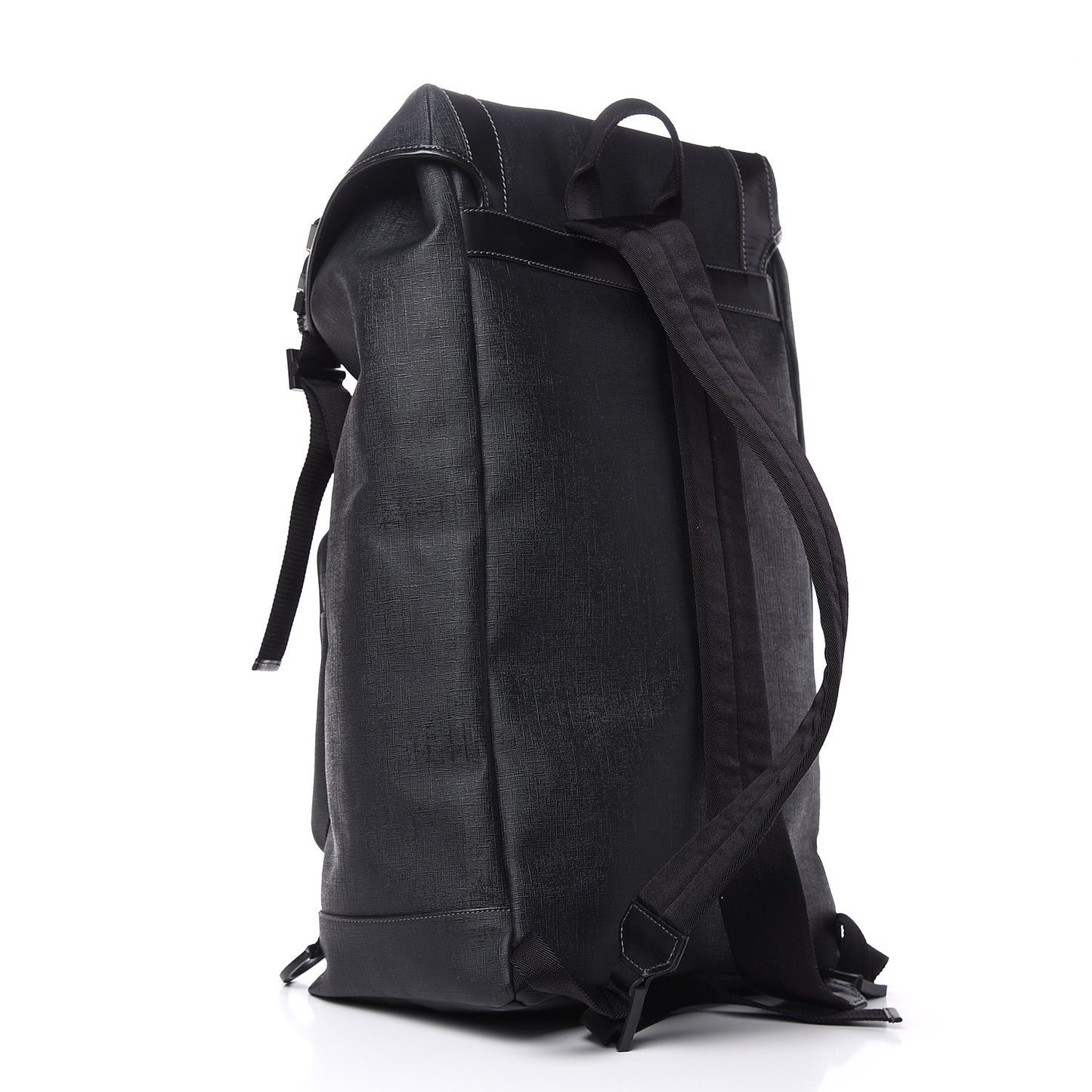 Coated Canvas Interlocking G Double Buckle Backpack Black