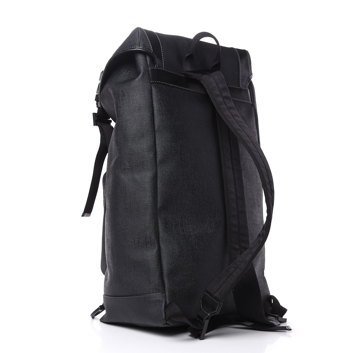 Gucci Coated Canvas Interlocking G Double Buckle Backpack Black 3 of 13