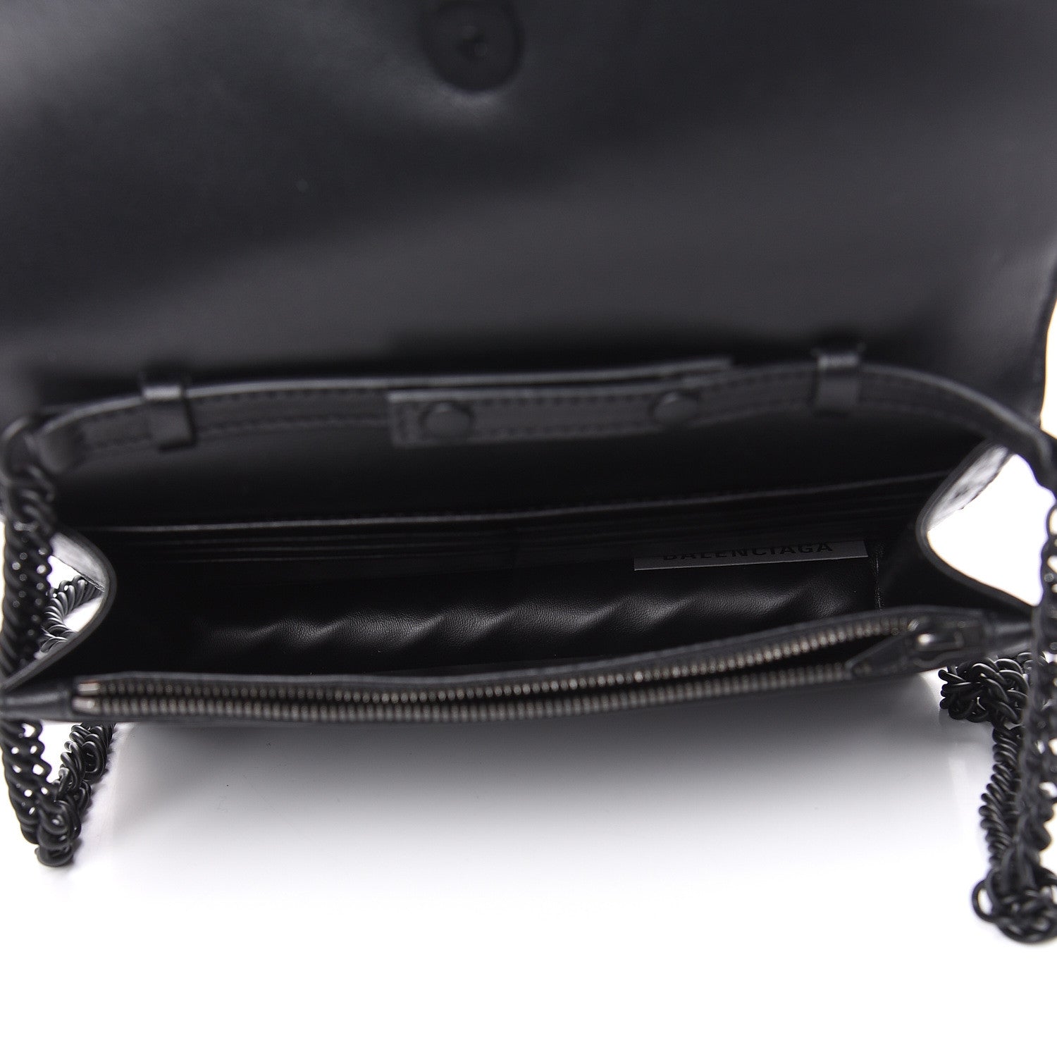 Balenciaga Shiny Goatskin Logo Embossed Monochrome BB Wallet On Chain Black 5 of 7
