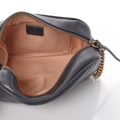 Gucci Calfskin Matelasse Small GG Marmont Chain Shoulder Bag Black 5 of 8