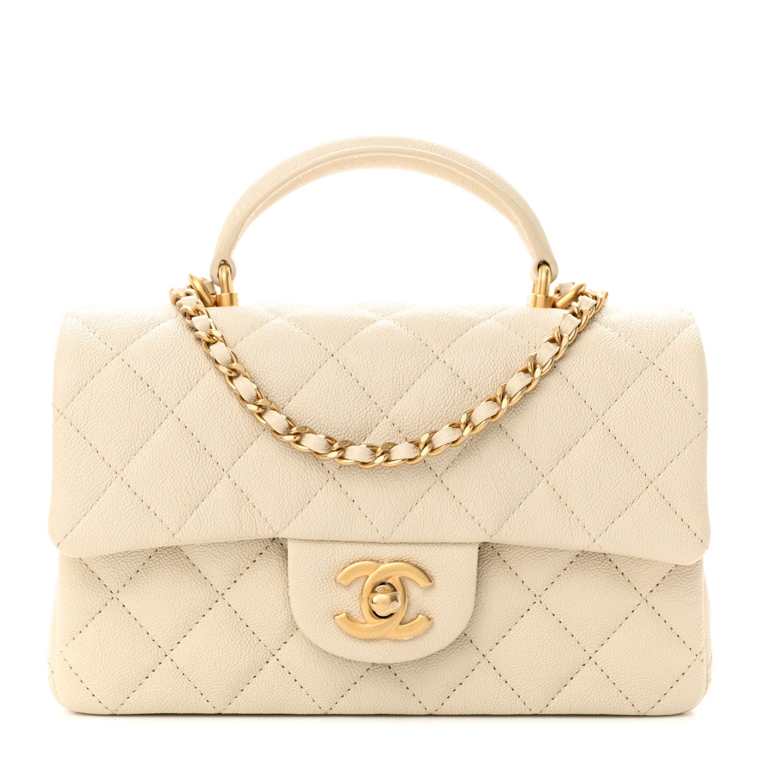 Chanel Caviar Quilted Mini Top Handle Rectangular Flap Beige 1 of 11