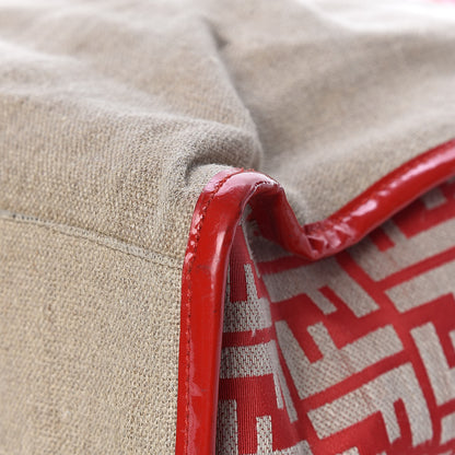 Fendi Linen Patent FF Shopping Tote Fragola 11 of 12