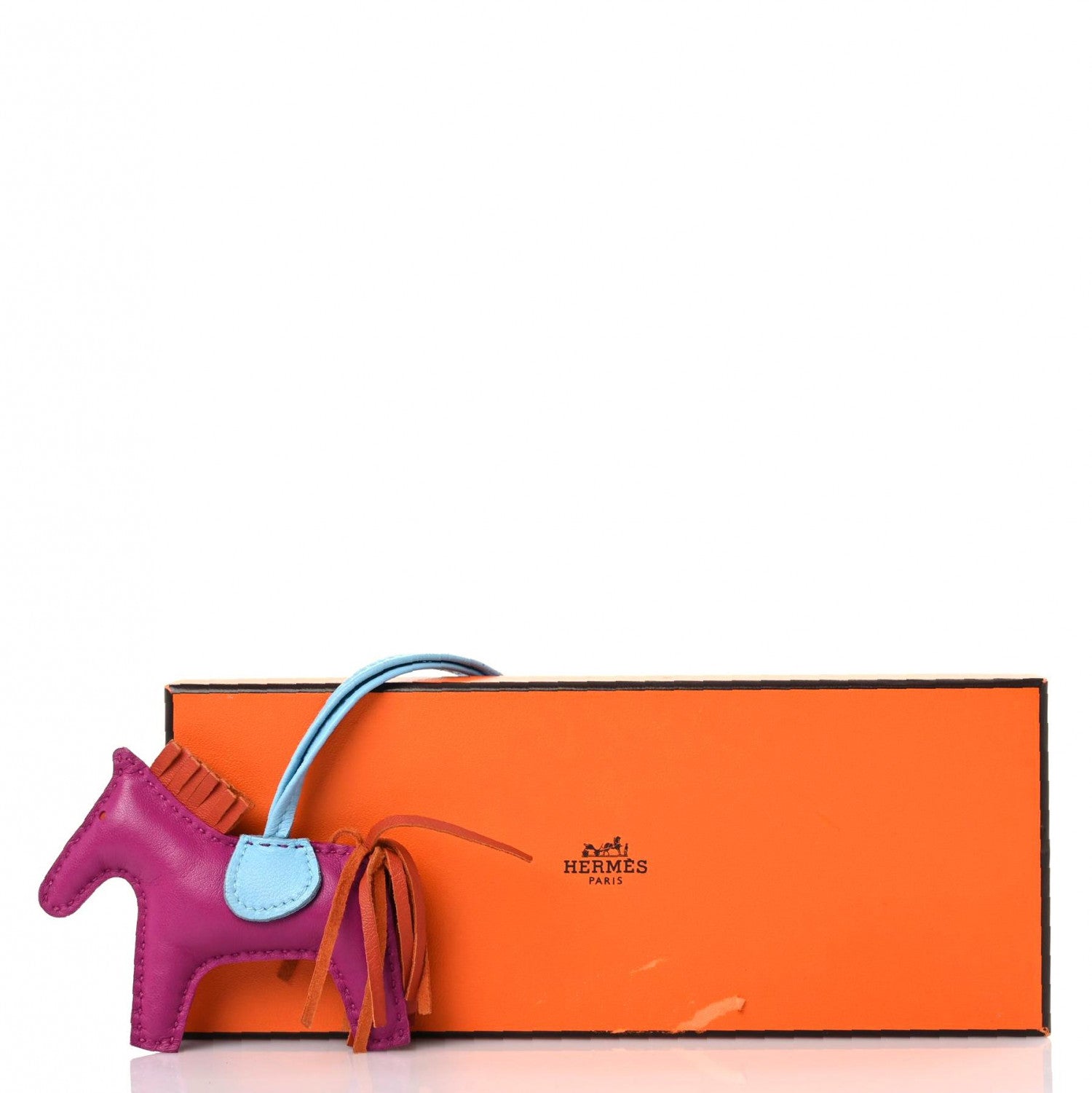 Hermes Milo Lambskin Grigri Rodeo Horse Bag Charm PM Rose Pourpre Cornaline Celeste 6 of 6