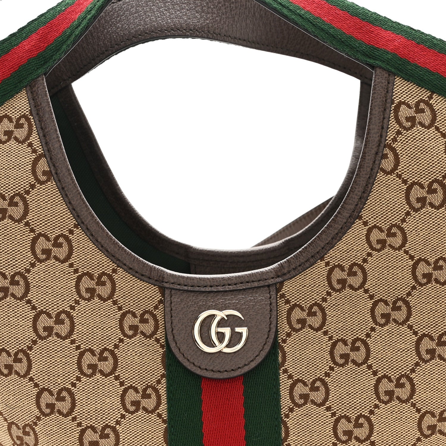 Gucci Monogram Web Small Giglio Tote Beige Dark Brown 8 of 10
