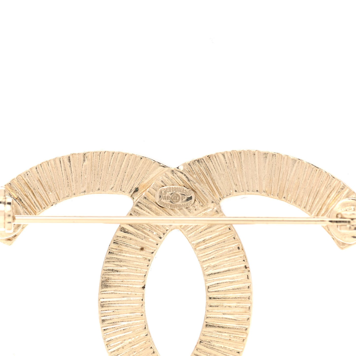 Pearl Large CC Brooch Gold