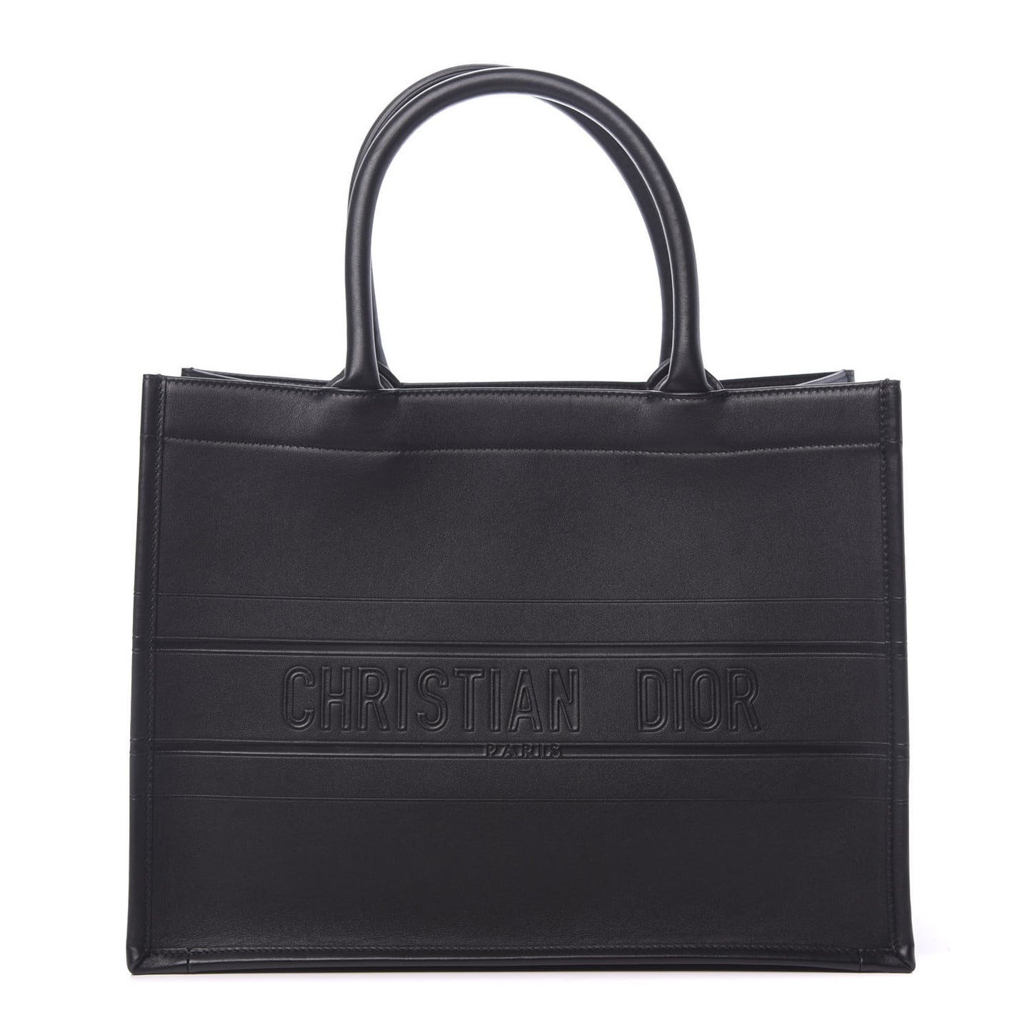 Calfskin Embossed Medium Book Tote Black