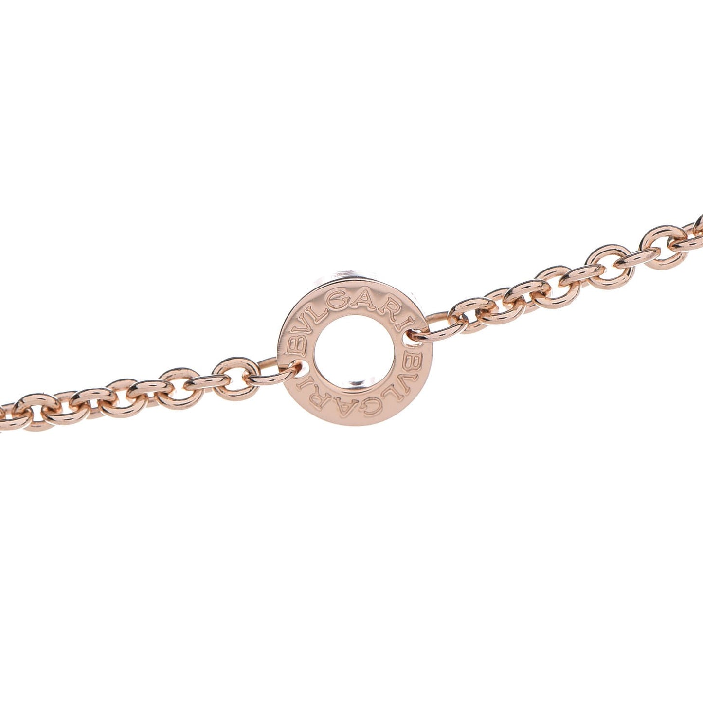18K Rose Gold Diamond BVLGARI BVLGARI Link Pendant Necklace