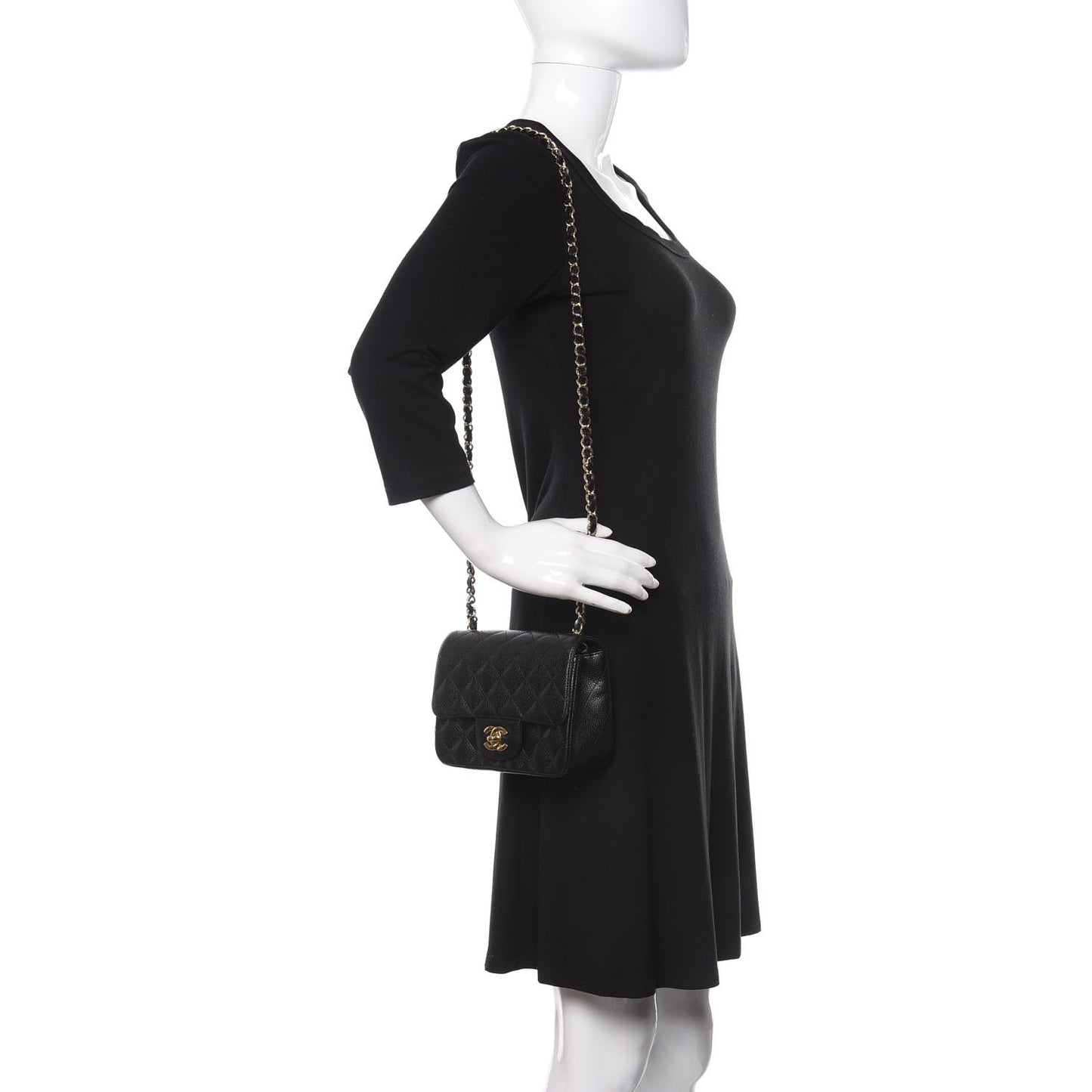 Caviar Quilted Mini Square Flap Black