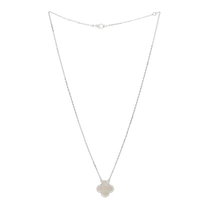Van Cleef & Arpels 18K White Gold Mother Of Pearl Vintage Alhambra Pendant Necklace 2 of 4