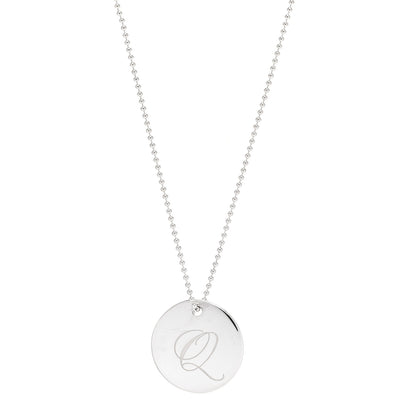 Tiffany Sterling Silver Letter Q Disc Pendant Necklace 1 of 6