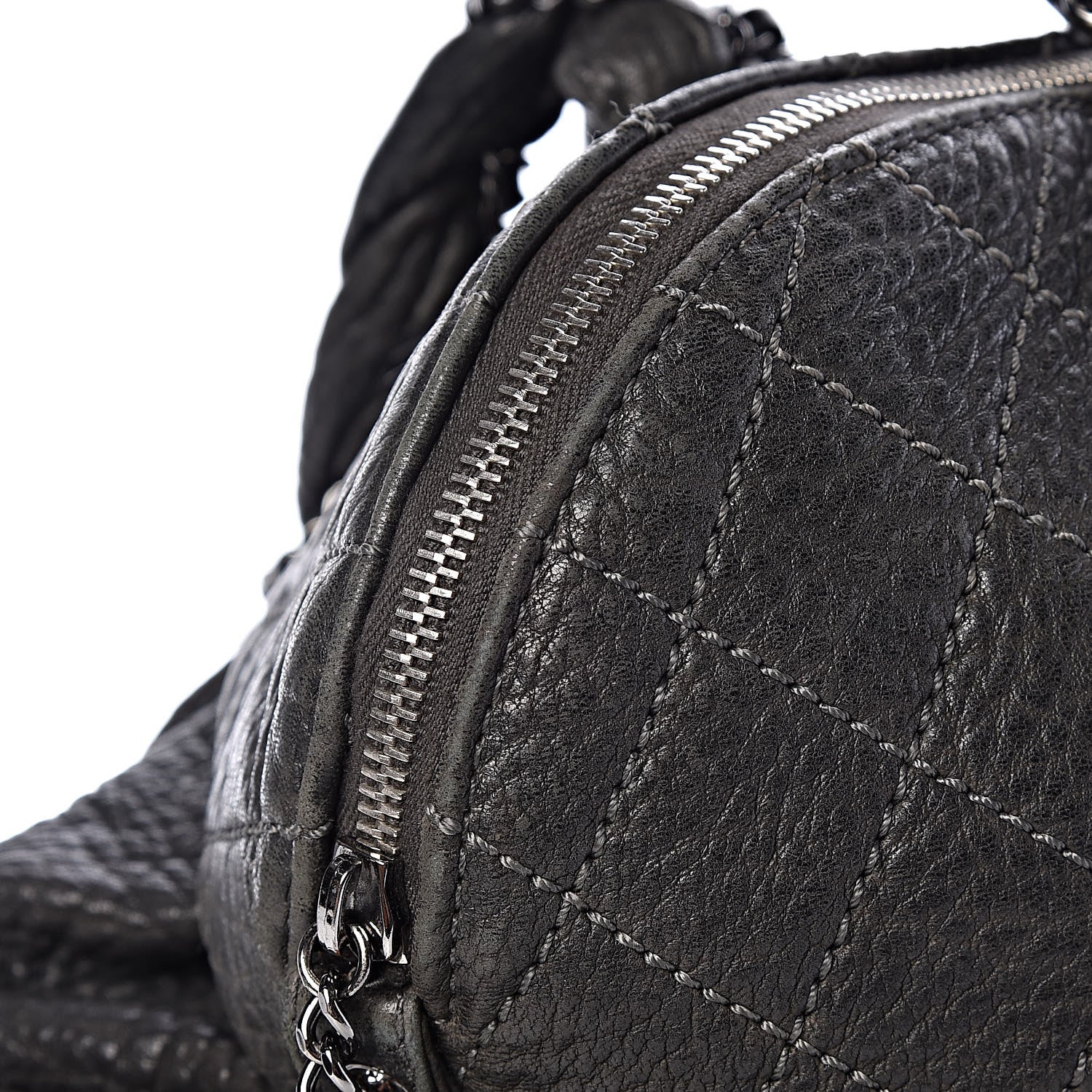 Chanel Distressed Lambskin Large Lady Braid Satchel Dark Grey 16 of 17