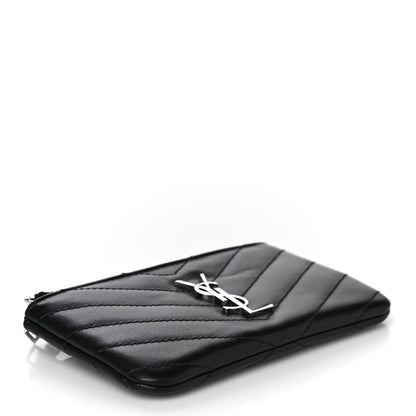 Saint Laurent Calfskin Matelasse Monogram Key Pouch Black 4 of 11