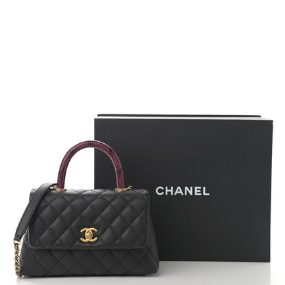 Chanel Caviar Lizard Embossed Quilted Mini Coco Handle Flap Black 9 of 9