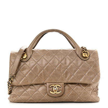 Chanel Glazed Calfskin Castle Rock Medium Flap Dark Beige 1 of 13