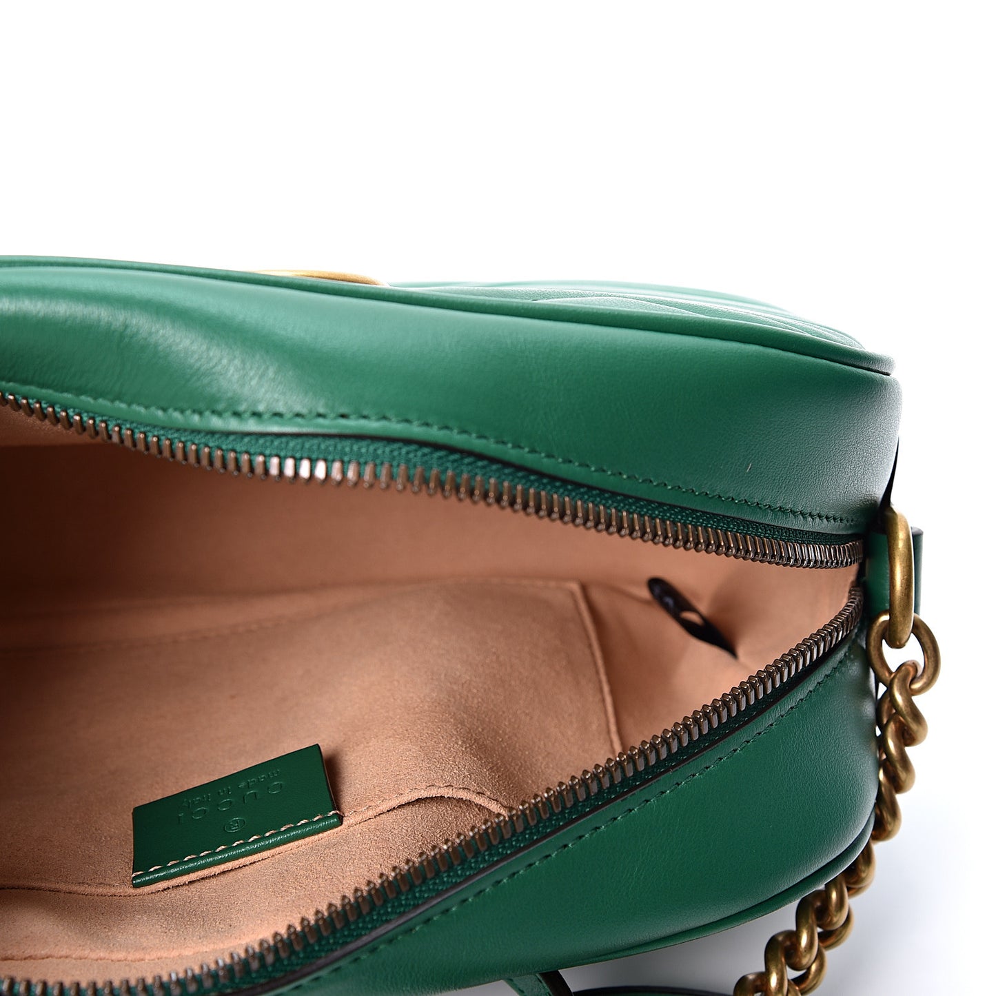 Calfskin Matelasse Small GG Marmont Chain Shoulder Bag Emerald Green