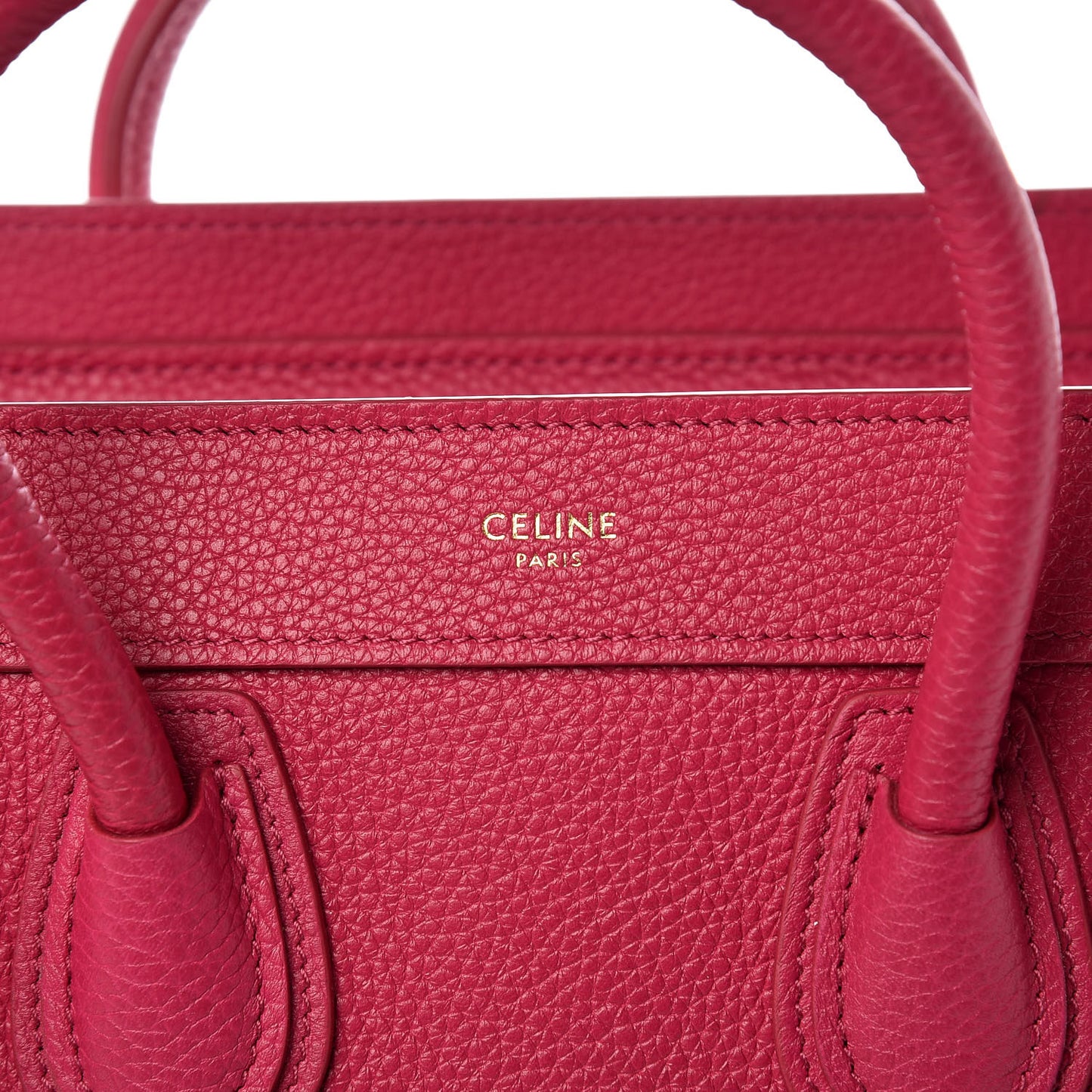 Drummed Calfskin Nano Luggage Fuchsia