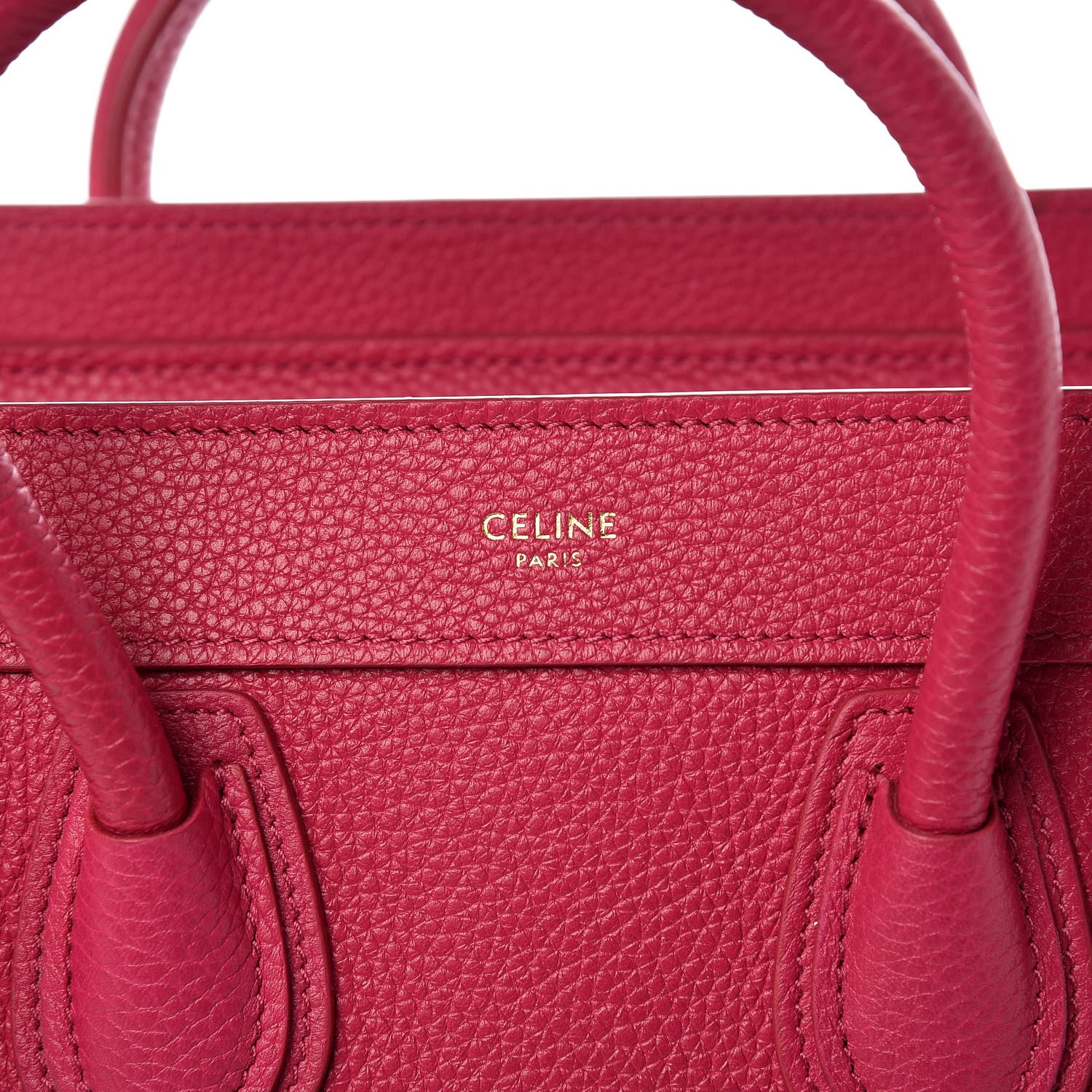 Celine Drummed Calfskin Nano Luggage Fuchsia 6 of 10