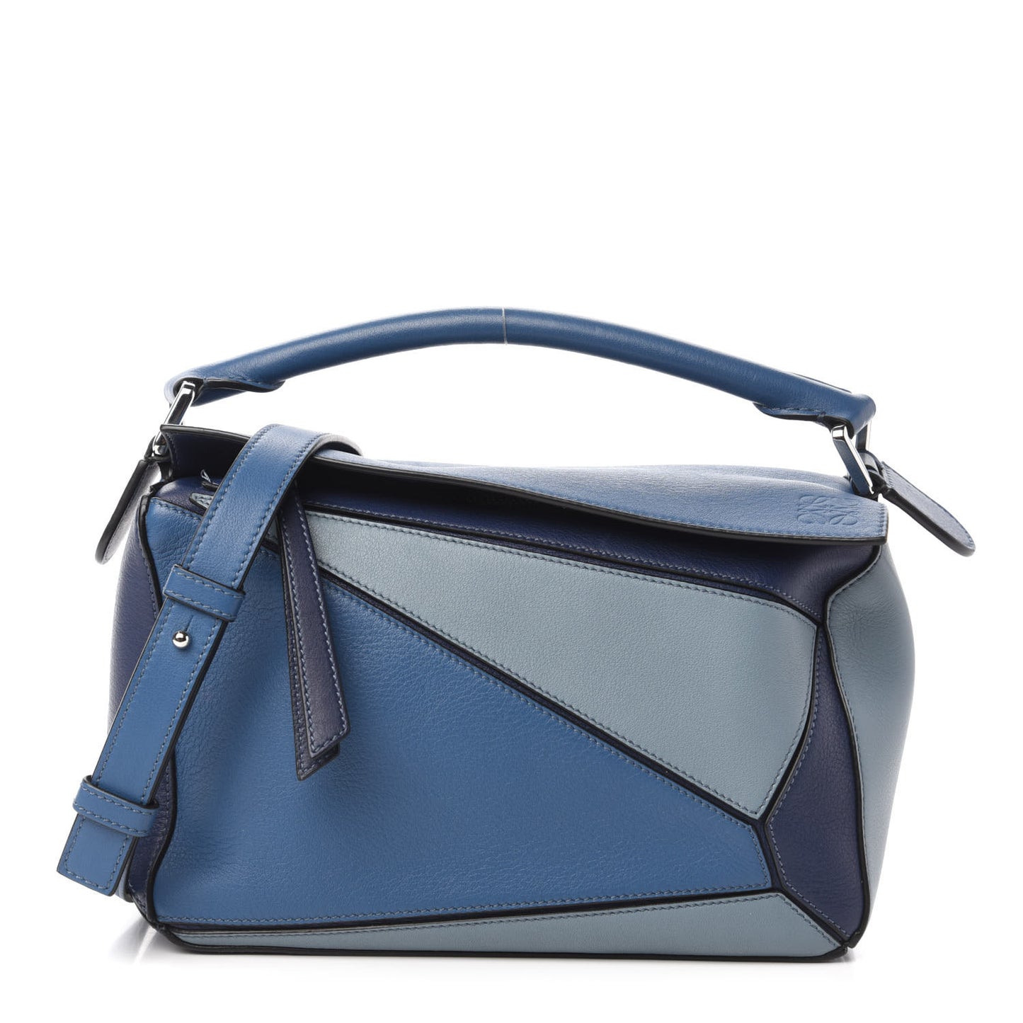 Calfskin Small Puzzle Bag Marine Stone Steel Blue