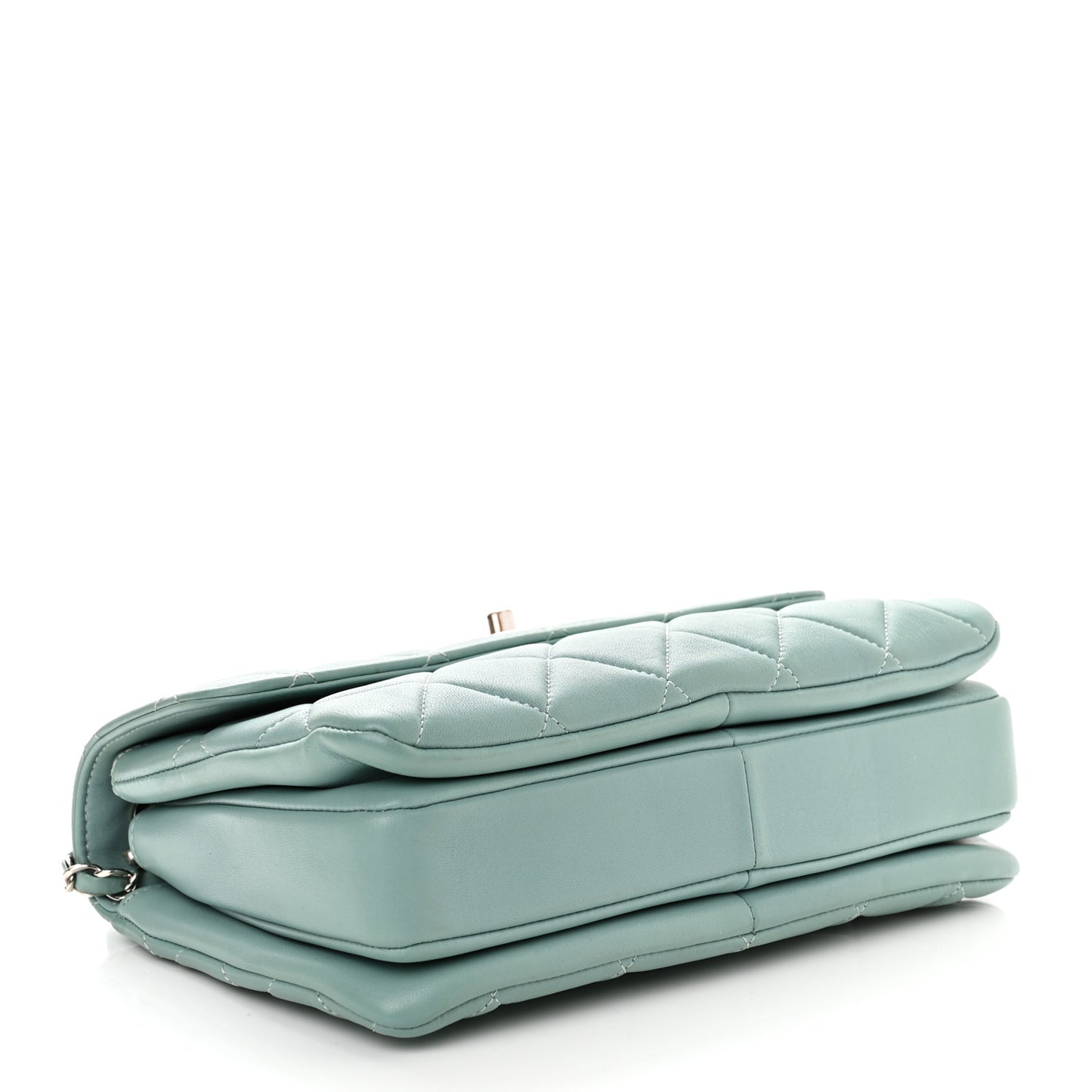 Lambskin Quilted Small Trendy CC Flap Dual Handle Bag Light Green