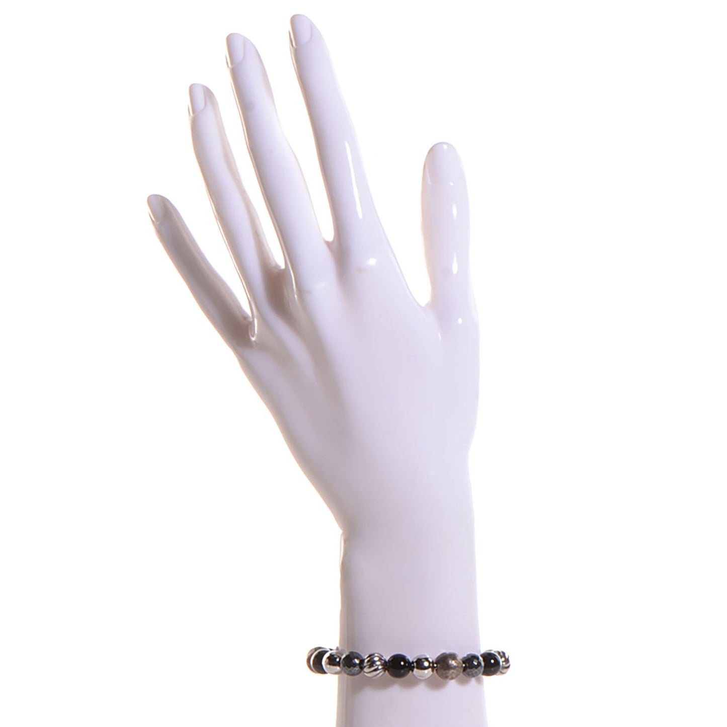 Sterling Silver Black Onyx Hematine 8mm Elements Bracelet