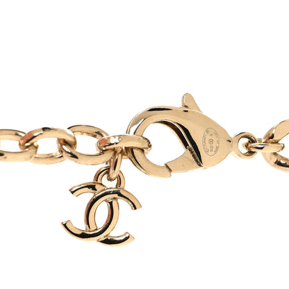 Chanel Metal Resin Crystal CC Heart Chain Choker Necklace Gold Black 4 of 5