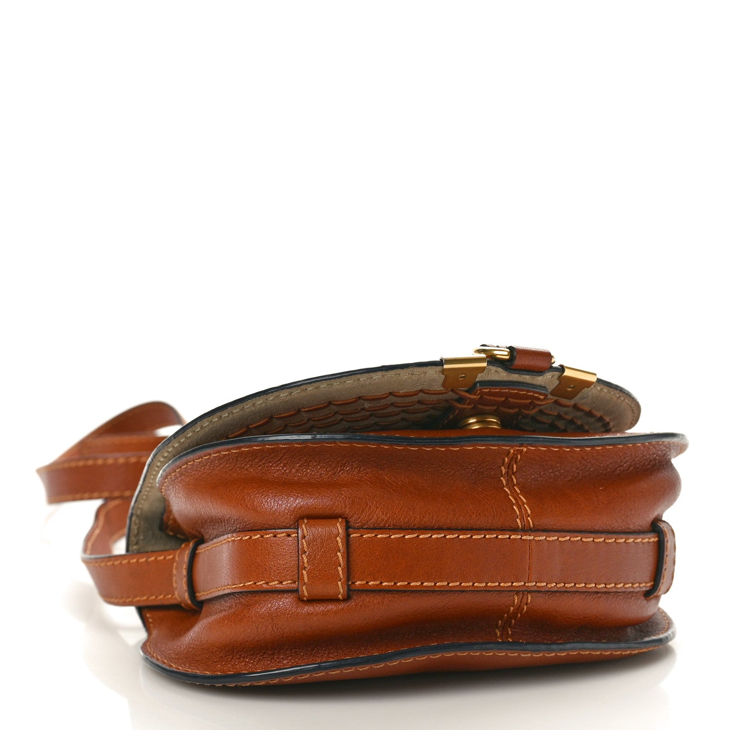 Chloe Calfskin Braided Mini Marcie Round Crossbody Bag Tan 4 of 13