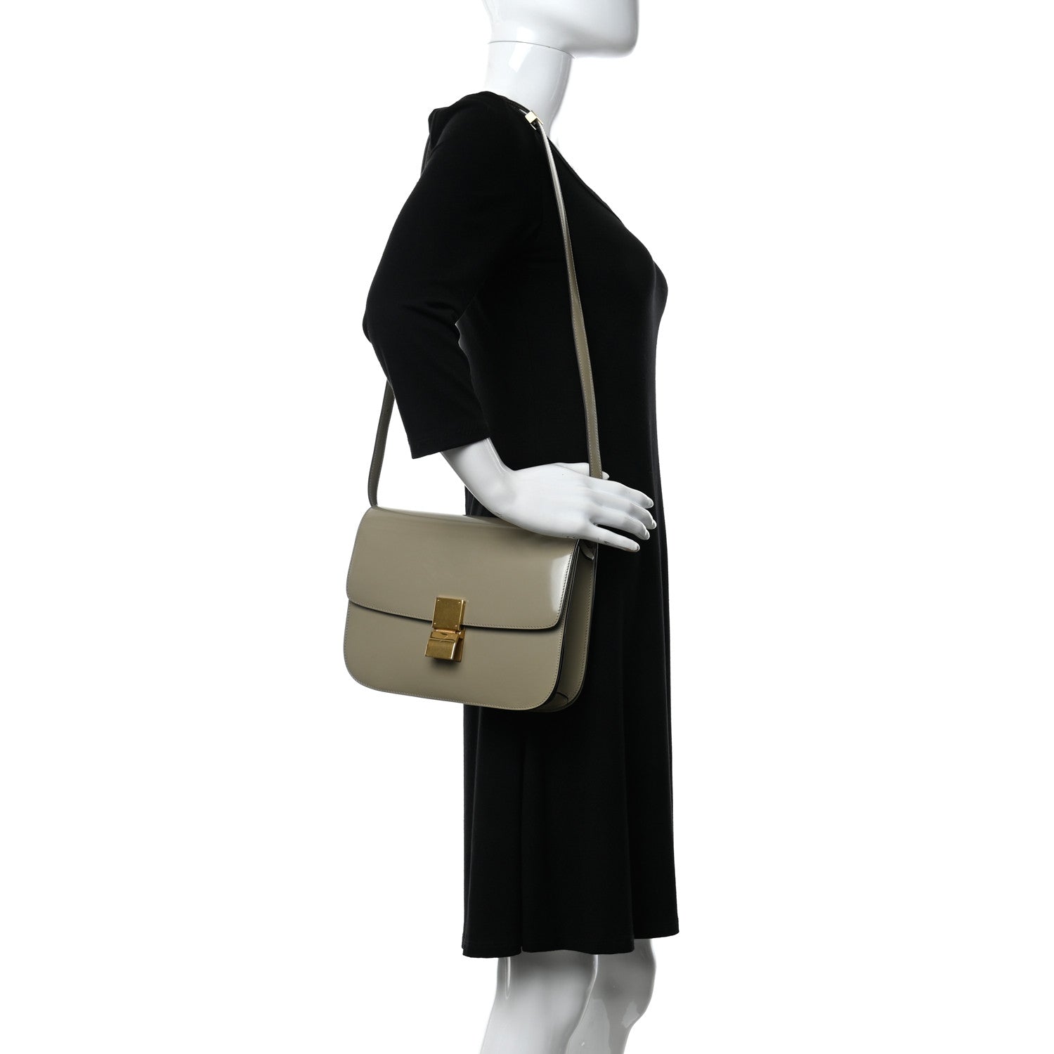 Celine Spazzolato Calfskin Medium Classic Box Flap Bag Quartz 2 of 14