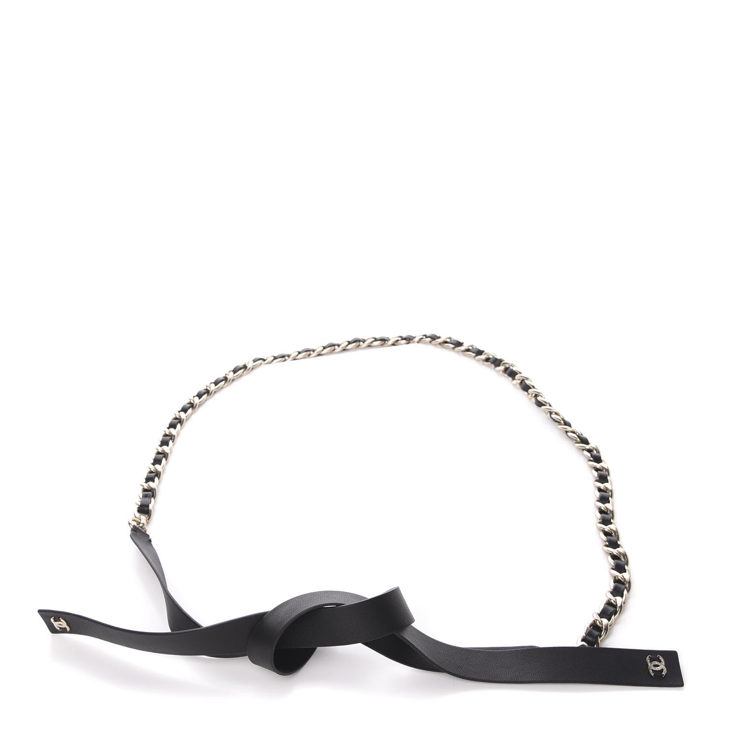 Chanel Lambskin Chain CC Bow Belt M Black Gold 1 of 5