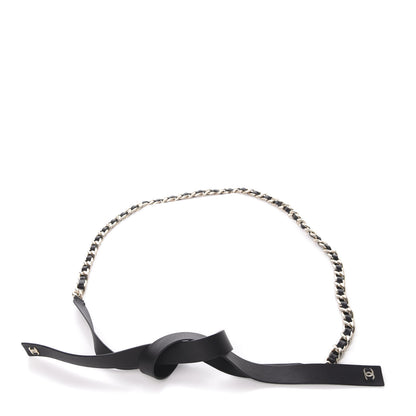 Chanel Lambskin Chain CC Bow Belt M Black Gold 1 of 5