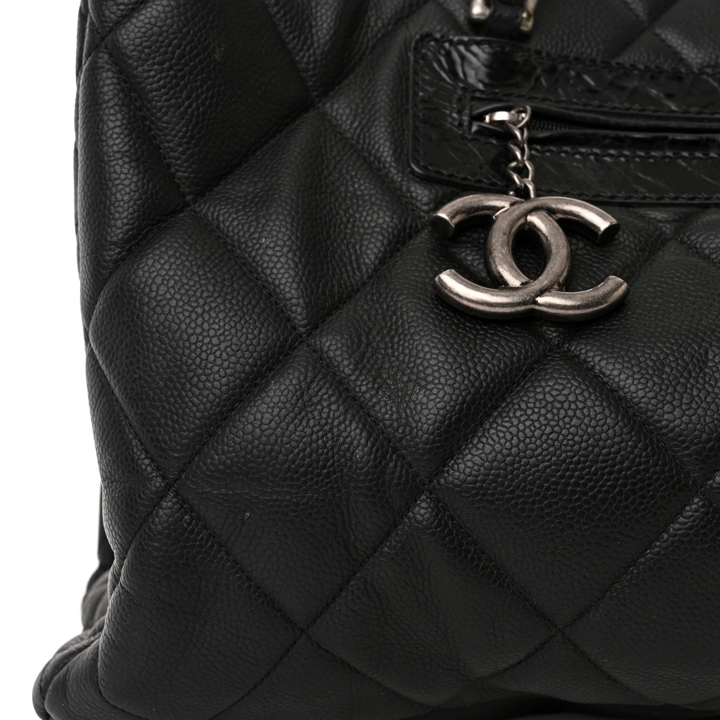Caviar Quilted Coco Casual Tote Black