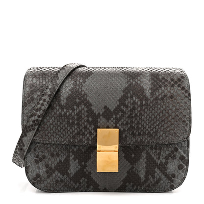 Celine Python Medium Classic Box Flap Bag Storm 1 of 12