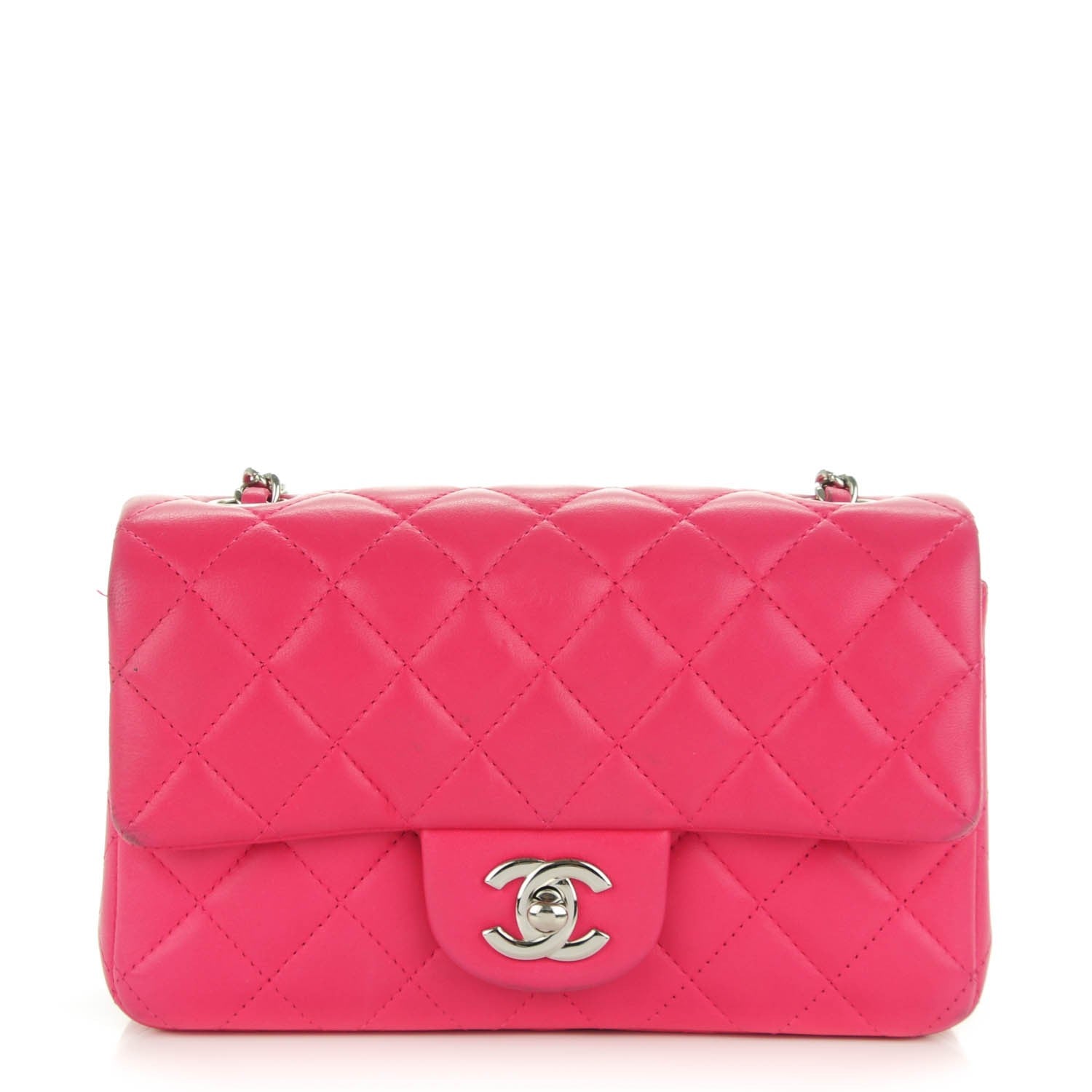 Chanel Lambskin Quilted Mini Rectangular Flap Dark Pink 1 of 10