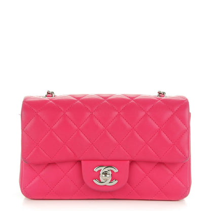 Chanel Lambskin Quilted Mini Rectangular Flap Dark Pink 1 of 10