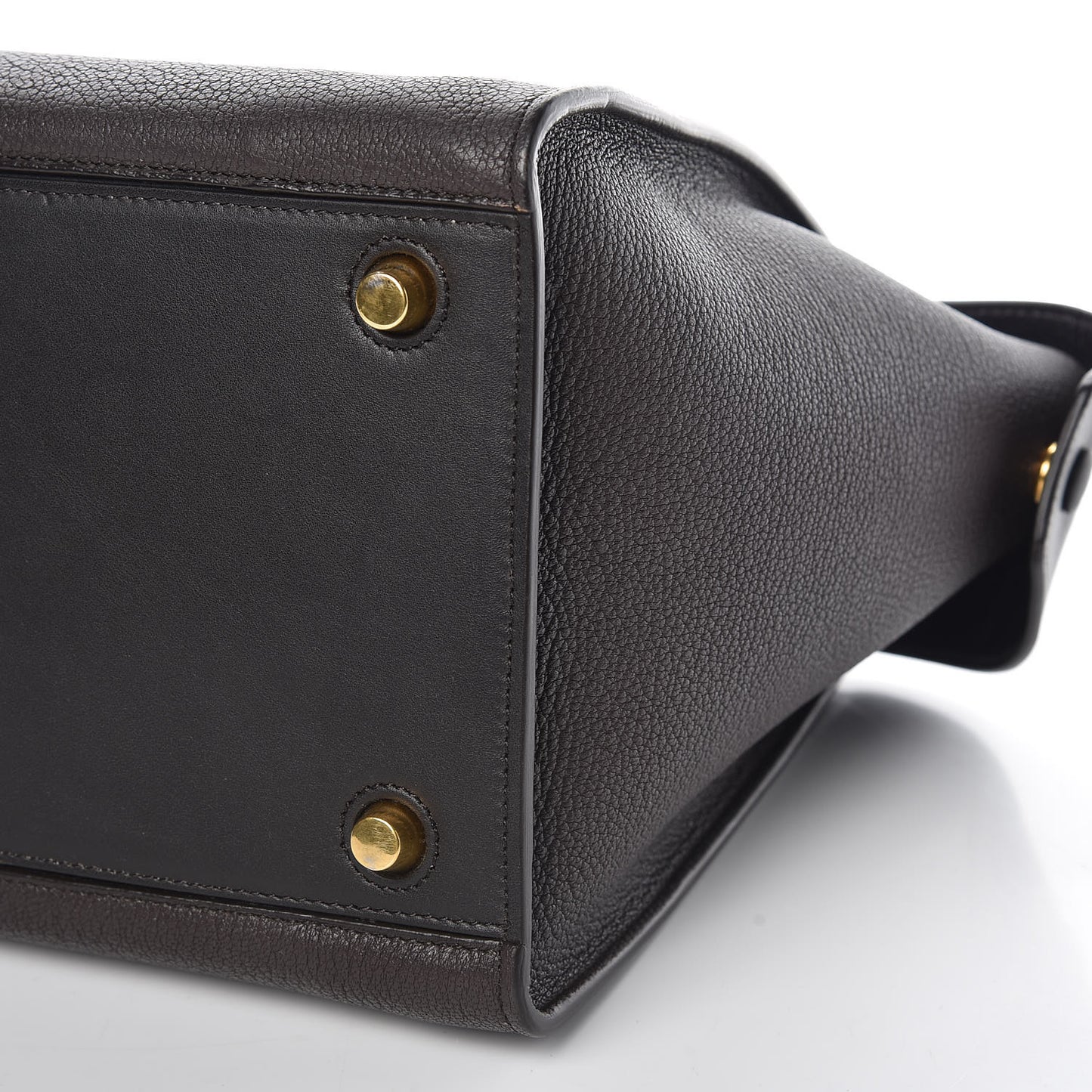 Goatskin Smooth Calfskin Small Ring Bag Dark Taupe