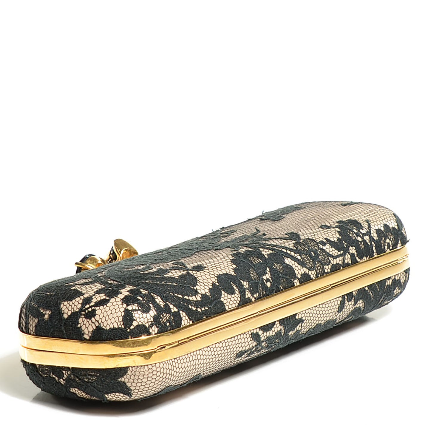 Lace Knuckle Duster Clutch Black Beige