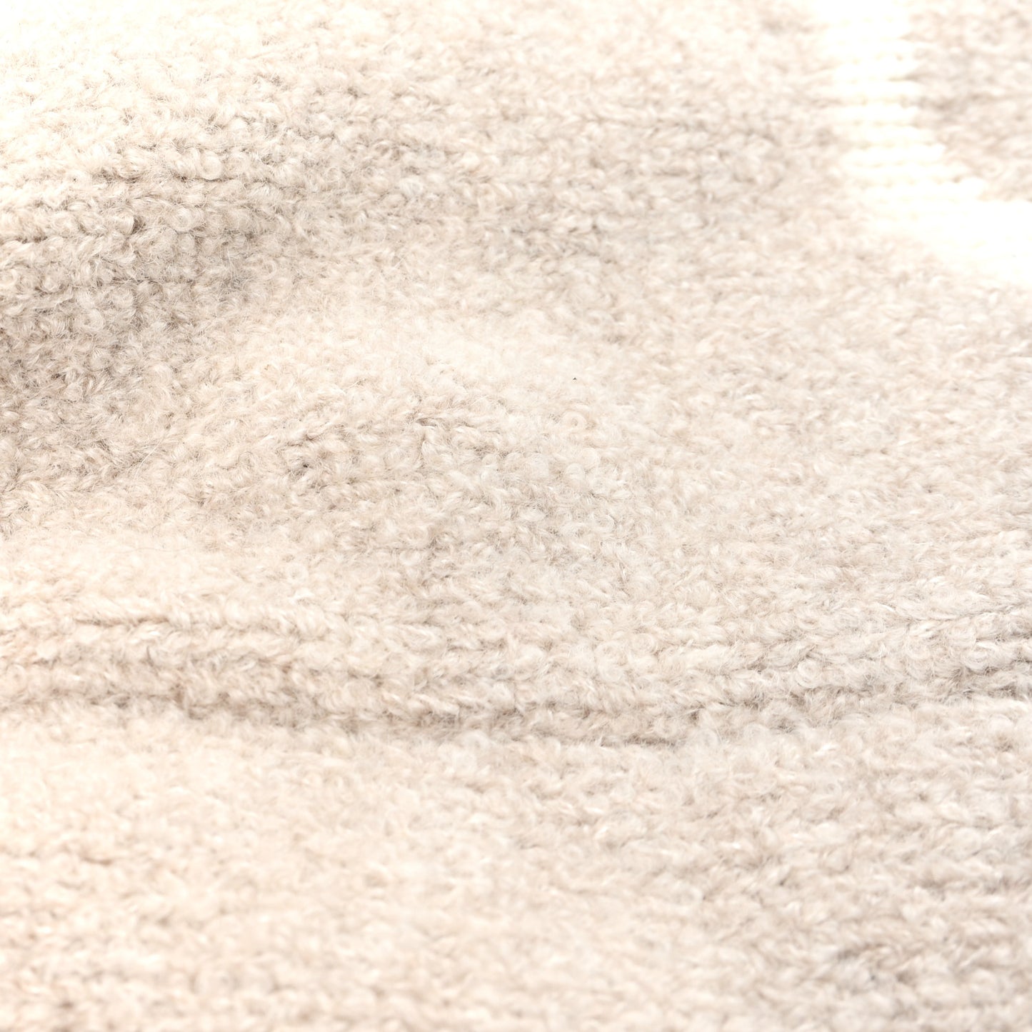 Cashmere Wool Silk Logo Beanie Hat Beige White