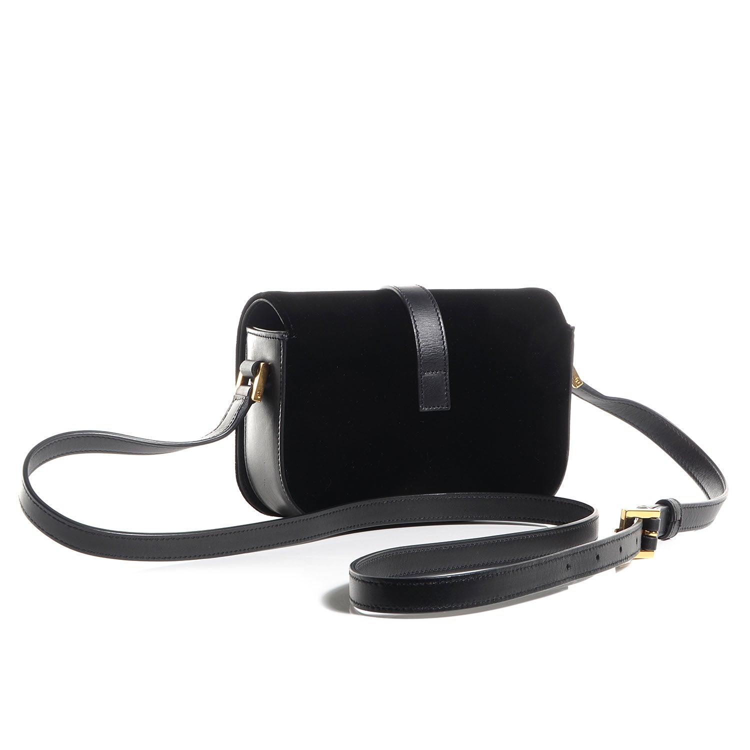 Saint Laurent Leather Velvet Small Monogram Université Shoulder Bag Black 3 of 9