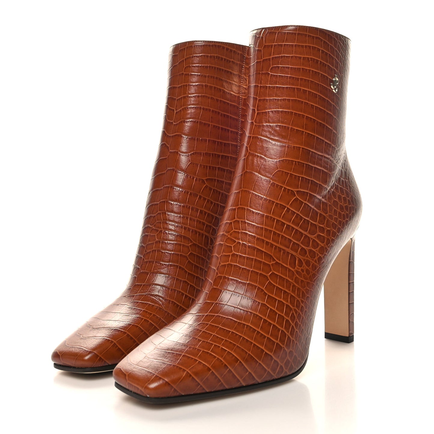 Calfskin Crocodile Embossed Minori Booties 40 Cuoio