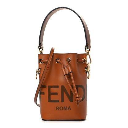 Fendi Vitello King F is Fendi Logo Embossed Mini Mon Tresor Bucket Bag Cuoio 1 of 5