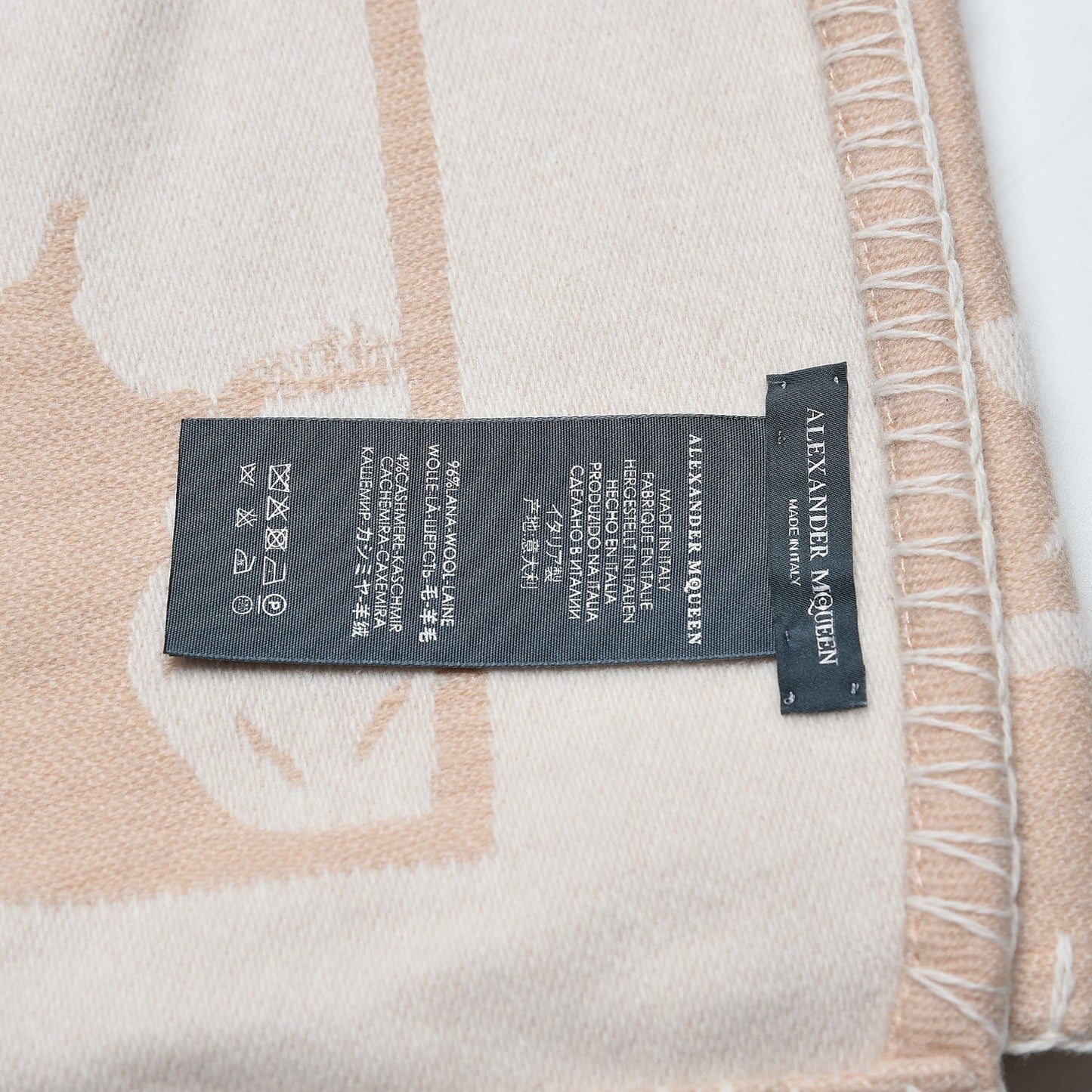 Wool Cashmere Roses Skull Blanket Ivory Havana Beige