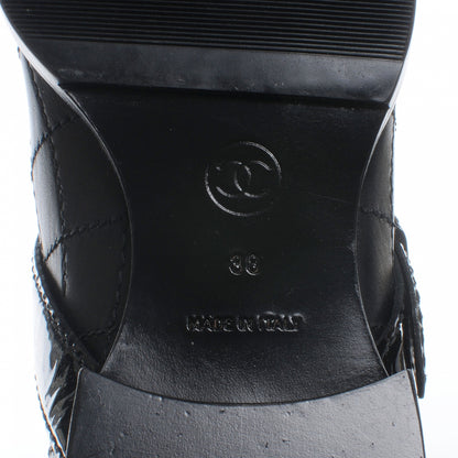 Chanel Leather Quilted Cap Toe Boots 38 Black 6 of 6
