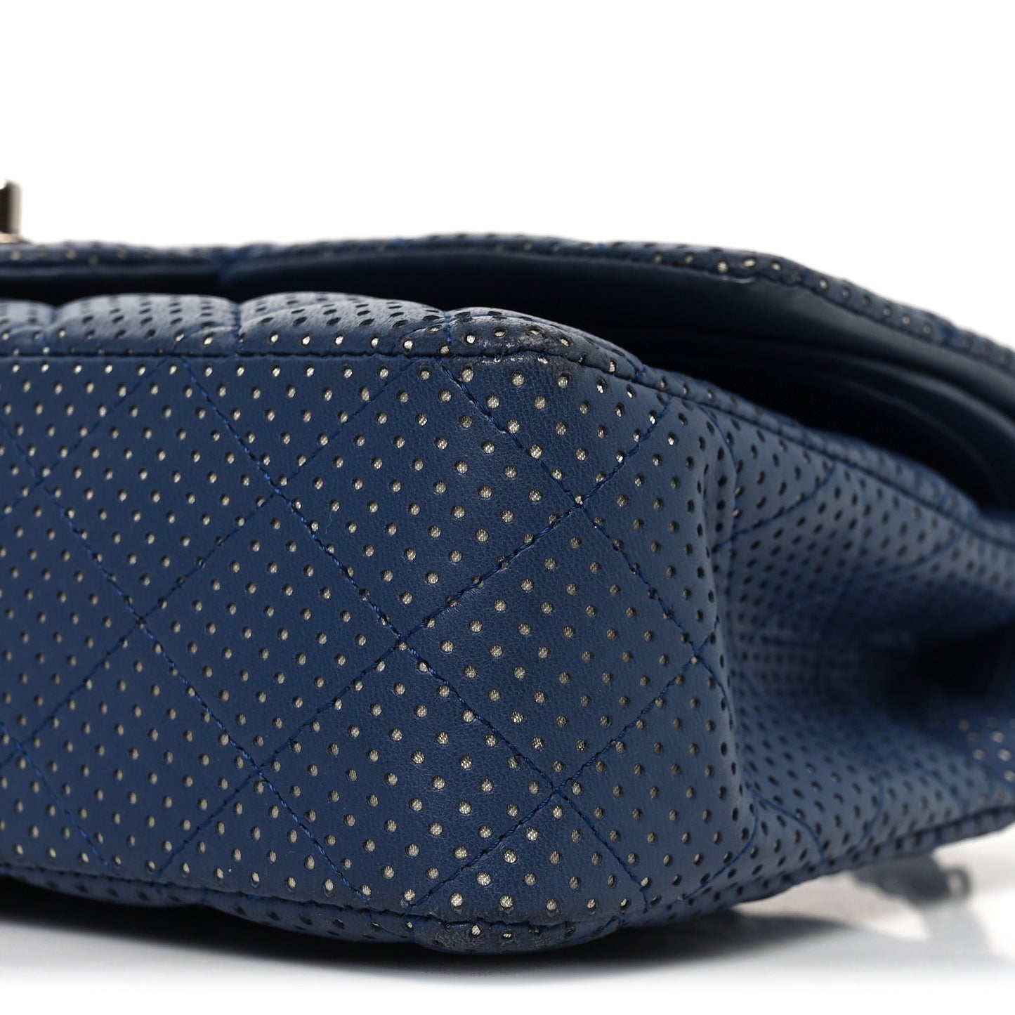 Lambskin Perforated Medium Double Flap Blue