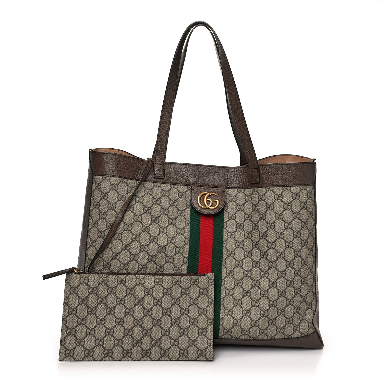 Gucci GG Supreme Monogram Web Ophidia Tote Brown 1 of 18