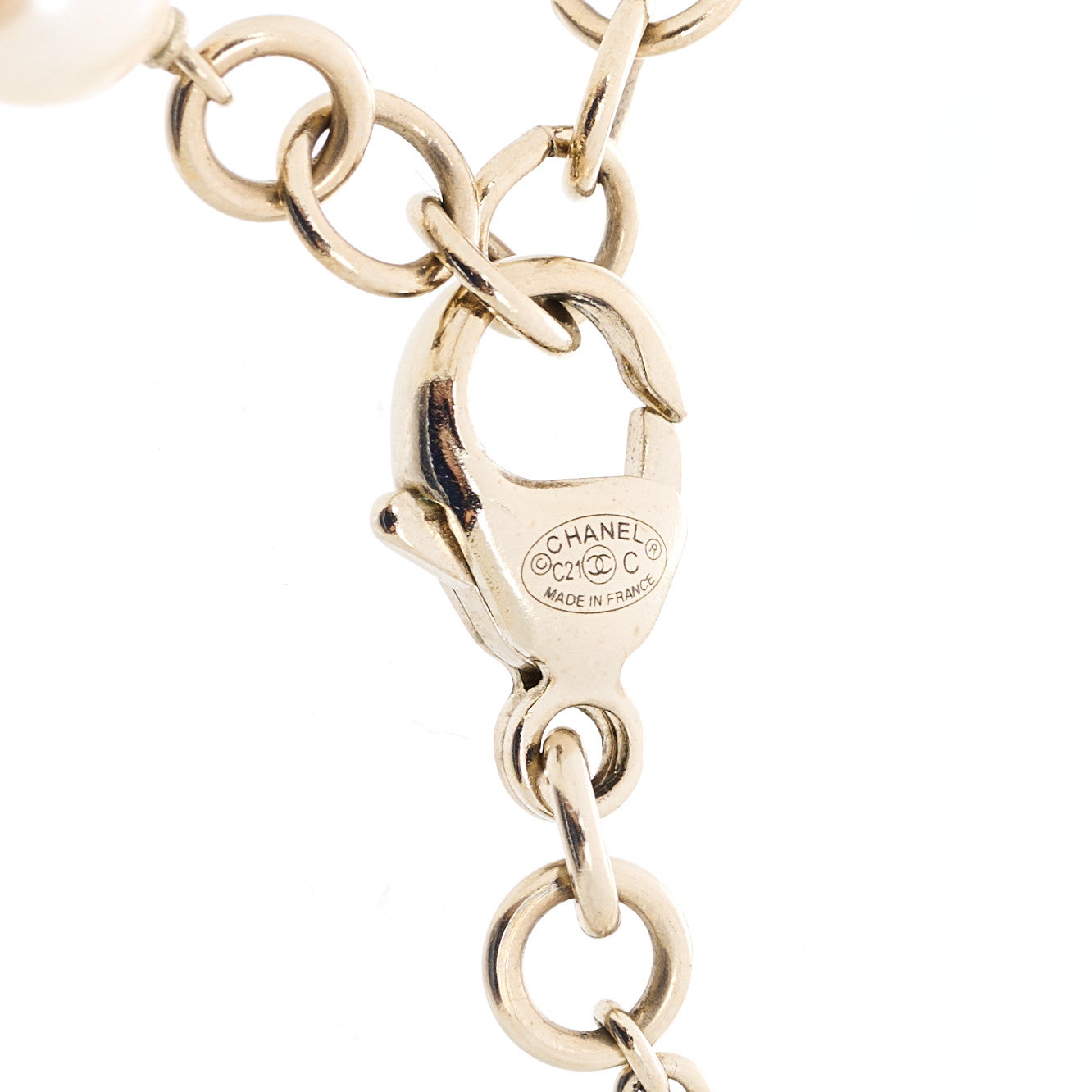 Chanel Pearl Crystal CC Bracelet Gold 4 of 5