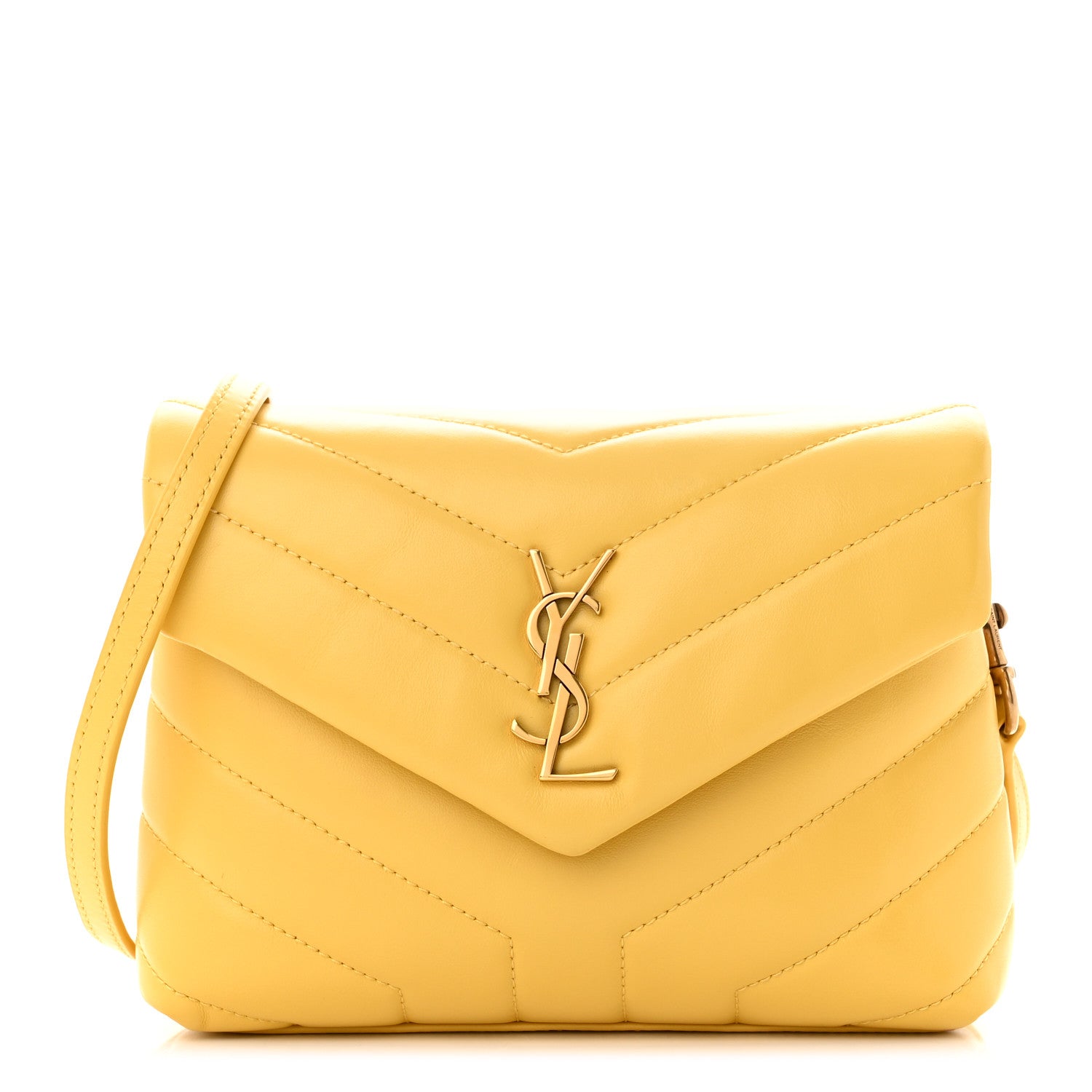 Saint Laurent Calfskin Y Quilted Monogram Toy Loulou Crossbody Bag Sunflower 1 of 12