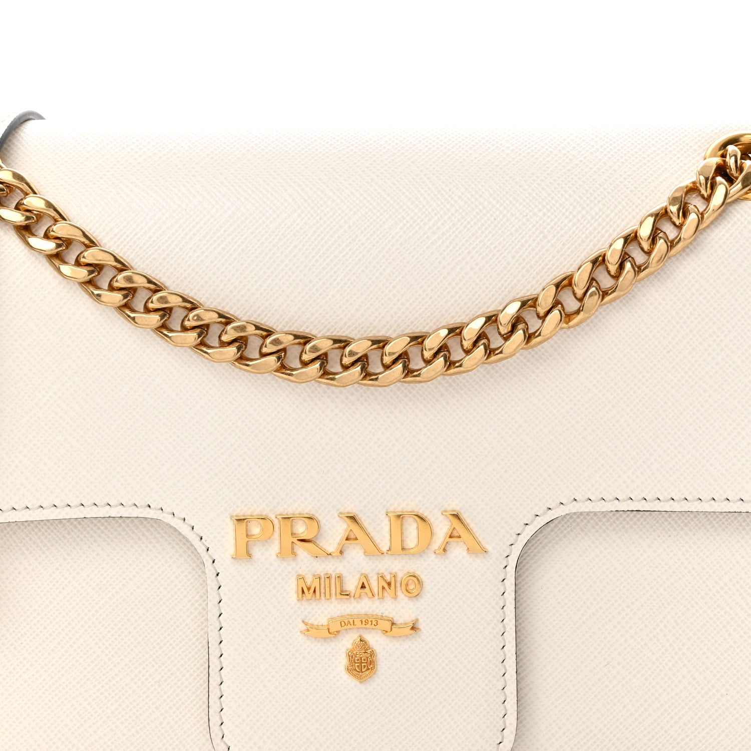 Prada Saffiano Flap Shoulder Bag Talco 7 of 9