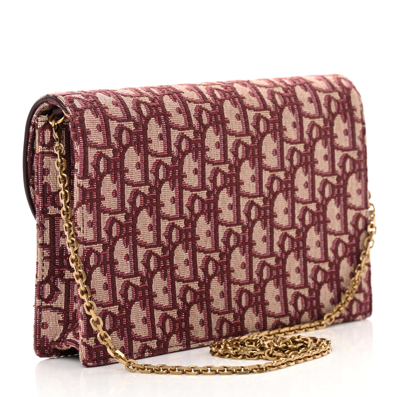 Christian Dior Oblique Saddle Chain Pouch Burgundy 3 of 14