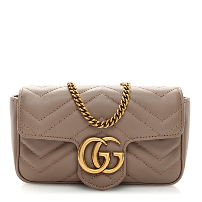 Gucci Calfskin Matelasse Super Mini GG Marmont Shoulder Bag Porcelain Rose 1 of 10