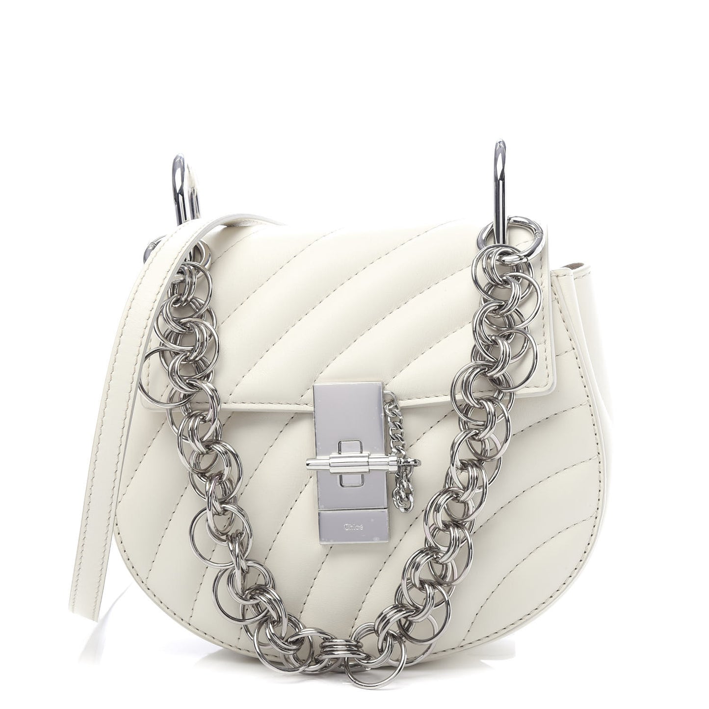Calfskin Quilted Mini Drew Bijou Shoulder Bag Natural White
